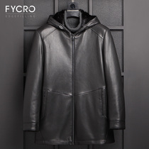 2020 new mink coat men long fur coat hooded winter deerskin leather jacket mink leather jacket