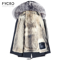 Faction to overcome the male mid-length 2021 winter style leather grass liner mens dermis leather coat jacket Chauhening fur integrated