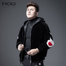 2020 new sheep cut suede jacket Male Short Trend Tandem Hat Wool Leather Grass Easy Winter Leather fur One