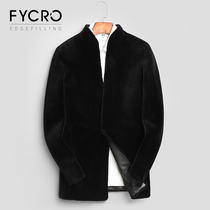 2020 new cashmere jacket mens long style collar slim wool leather leather jacket mens casual men mens leather jacket