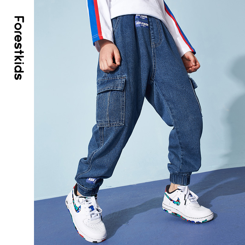Boys' casual pants jeans autumn new fashion trousers big children's all-match leggings pants children's pants trendy