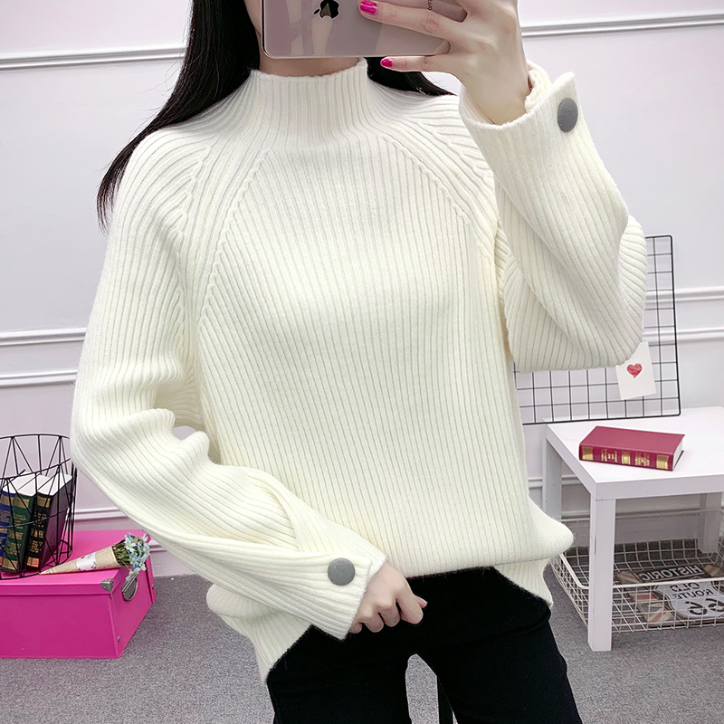 Large size women's clothing autumn and winter new fat sister loose knit undershirt covered with slimmer and thickened sweater