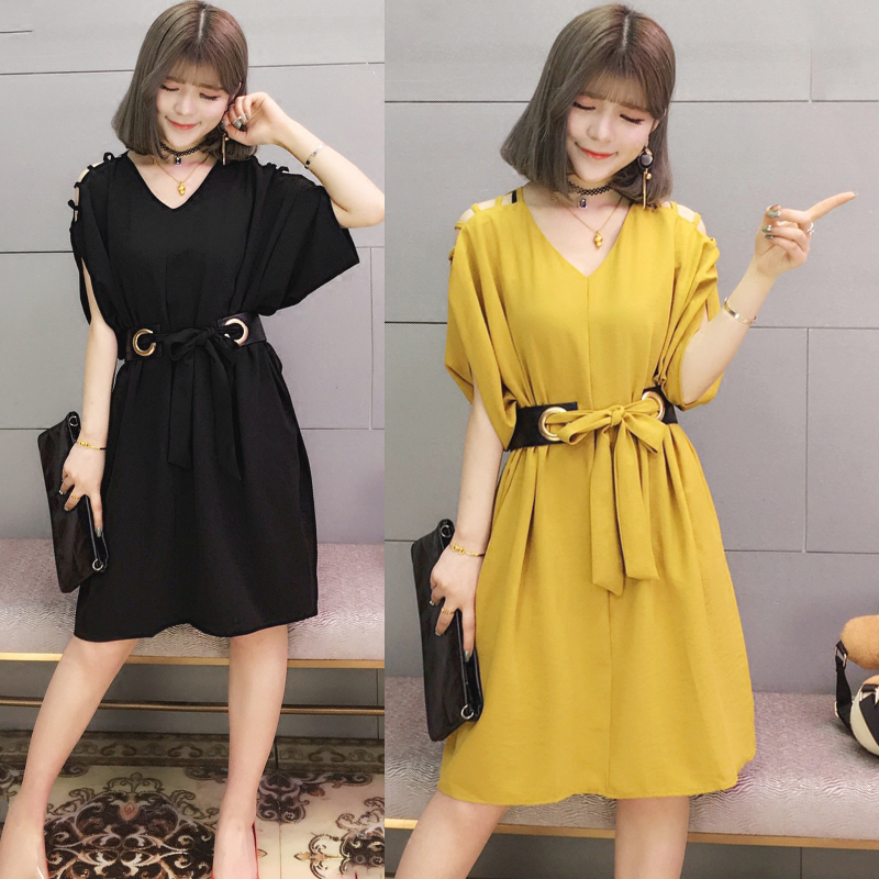 Big size women's clothing Fairy French small crowd dress spring and summer chubby sister mm loose to cover slim A-word dress