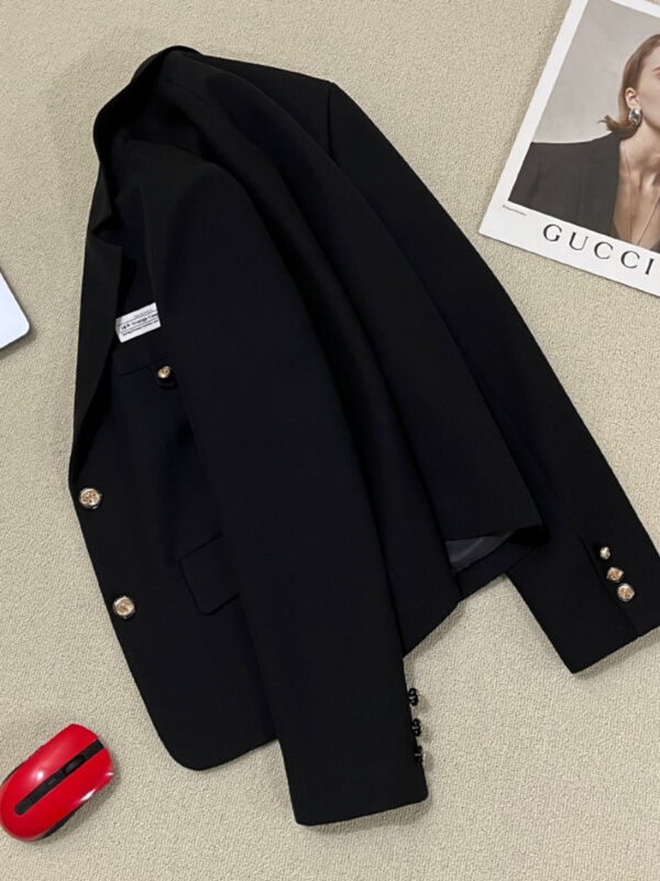 2026 Spring New High-End Black Blazer for Women, College Style Versatile Short Suit for Petite Figures