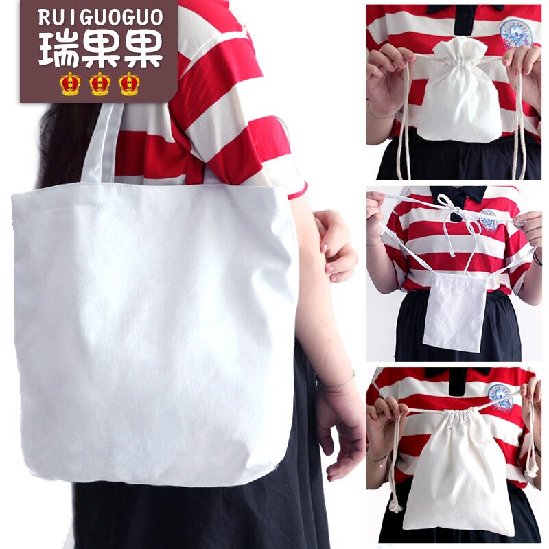 White Canvas Bag Cotton Fabric Handbag Handbags Hand-painted Graffiti Zdyeing Diy Fabric Nursery Painting Handmade Material