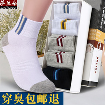 men's mid length cotton socks anti-odor sweat absorbent spring summer cotton sports wear resistant summer junior high school students