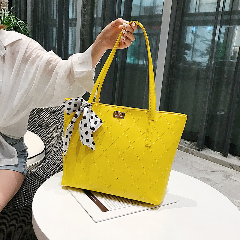 Shangxin silk scarf tote bag women's large-capacity shoulder bag Korean version fashion casual all-match pu leather embroidery thread women's bag