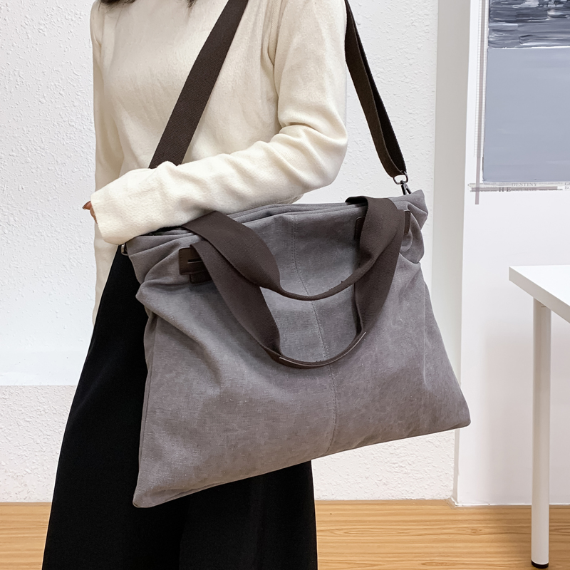 Minimalist Leisure Retro Canvas Bag Lady Casual Single Shoulder Skewed Satchel 100 Hitch Fashion Single Shoulder Women Pack Trendy New