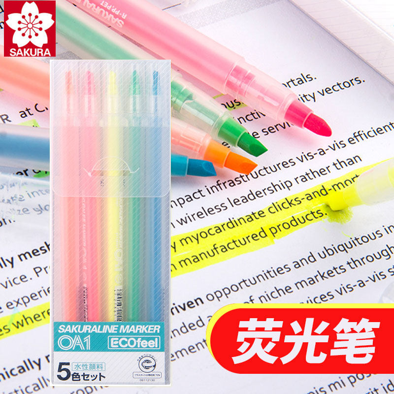 Cherry blossom highlighter marker pen color candy color straight liquid marker pen fluorescent rough stroke key student pen