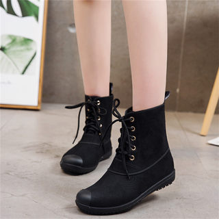 New style rain boots for women with short tube and velvet for women with anti-suede students