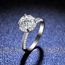 Ming giant silver decoration | Handheld flower girls pure silver inlaid mosanstone drill ring 925 silver plated 18K gold wedding courted