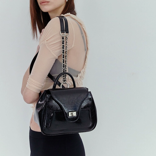 HIATUS Серебряная подвеска, рюкзак, небольшая сумка, цепь для школьников, сумка на одно плечо, в стиле Шанель, из натуральной кожи