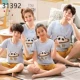 Bộ đồ ngủ trẻ em mùa hè 100% cotton mùa hè ngắn tay gia đình ba mẹ con bà mẹ phụ nữ bộ đồ mỏng phục vụ tại nhà - Trang phục dành cho cha mẹ và con