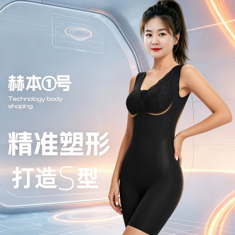 Authentic [Hepburn No. 1] Nine-Row Buckle Three-Piece Butt-Lifting Belt with Strong Double-Layer Tummy Control, No Need to Wear a Bra, Body Shaping Zipper