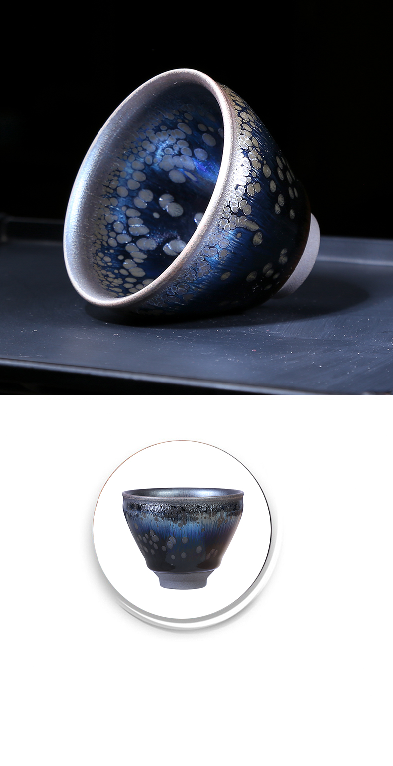 Built one cup of kung fu tea set iron ore tire pure manual master cup temmoku glass ceramic individual cups of tea in the up