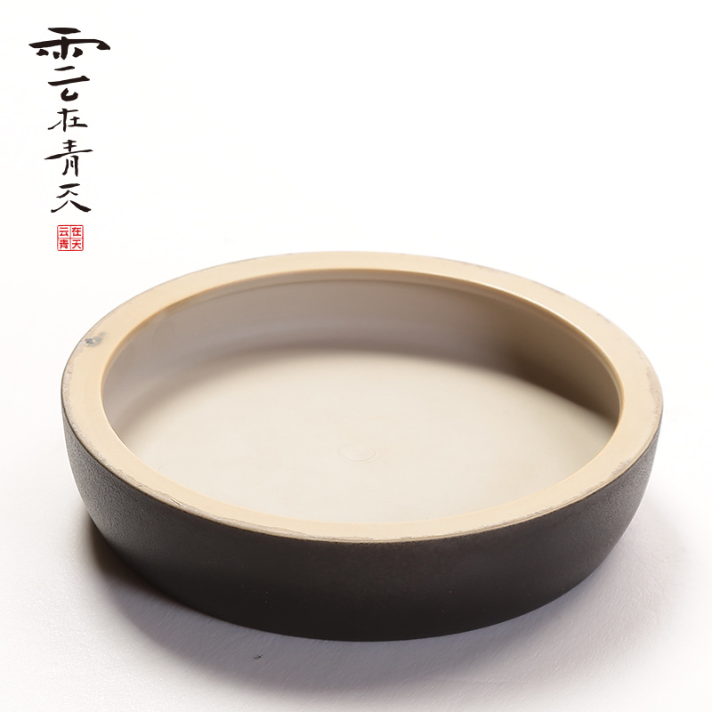 Black pottery teacup pad teapot pad a pot pot of retainer tray of ceramic tea taking with kung fu tea set zero parts pot of tea pad