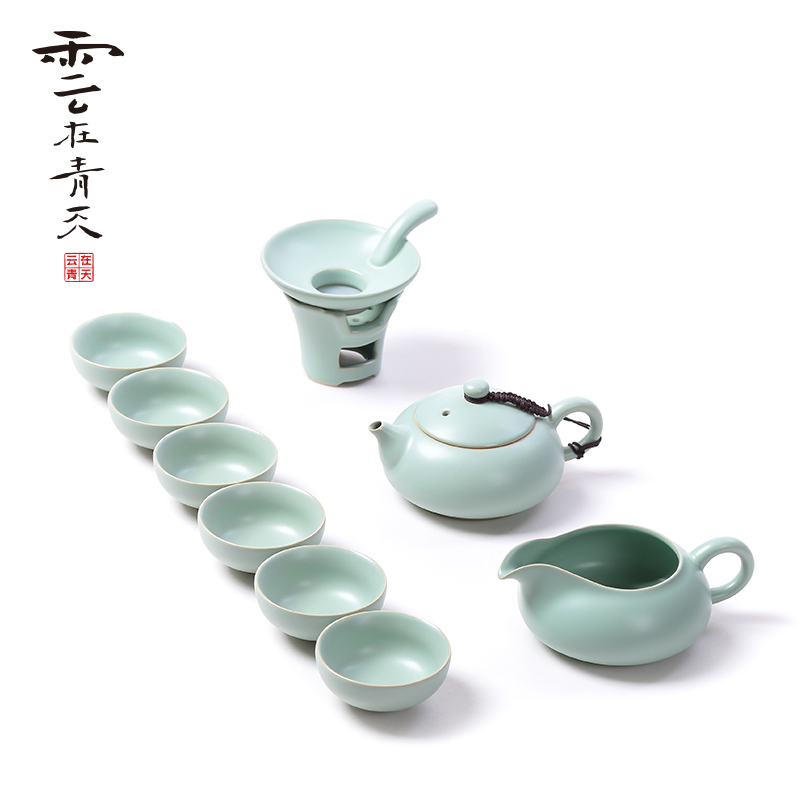 Your up kung fu teapot teacup ceramic ice crack of a complete set of celadon household contracted for the porcelain tea set gift box