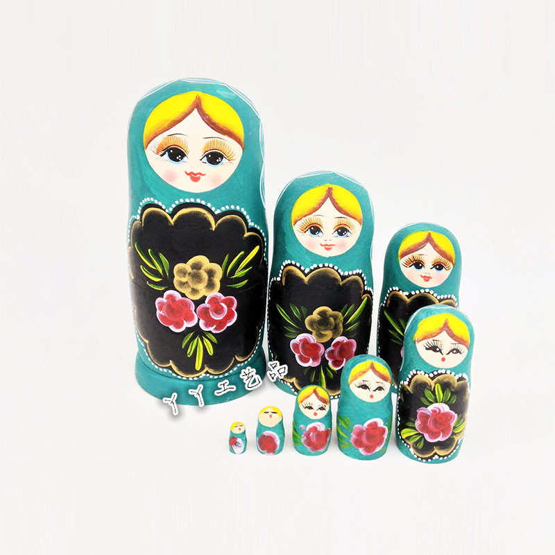 Eight-story Green Girl Russian Doll Wooden Toy GiftsCouple Birthday Gift Valentine's Day