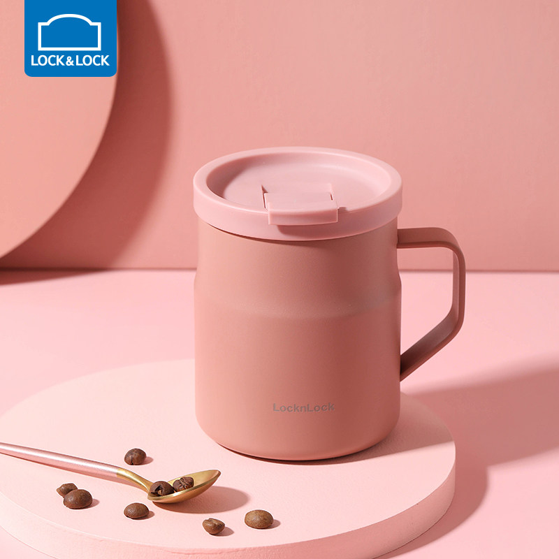 Music Buckle Lotte buckle insulated cup office Desktop water glass stainless steel female mark with lid handle with handle tea maker