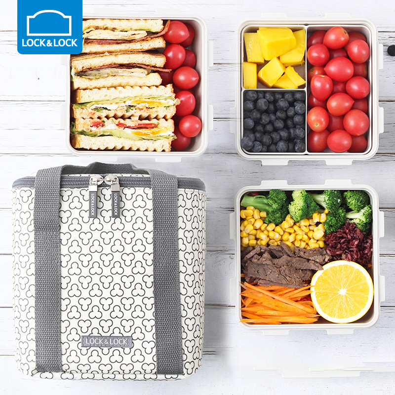 Locknlock Lunch Box Lunch Box Set Outdoor Picnic Multi-layer Office Worker Separated Can be Microwave Heated and Insulated - Taobao