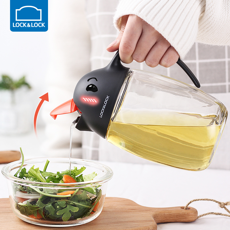 Lock and lock glass home flagship store kitchen large oil pot soy sauce bottle vinegar bottle sesame oil bottle oil tank anti-scratch oil