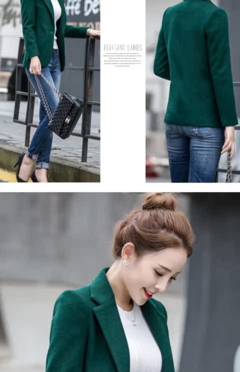 Áo khoác mùa thu đông 2018 phiên bản Hàn Quốc của len dài tay Slim suit giản dị phù hợp với chuyên nghiệp nhỏ phù hợp với quần áo nữ áo khoác nữ cao cấp