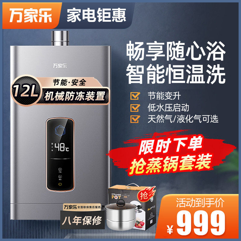 Wanjiu gas water heater Household gas 12 liters variable frequency constant temperature shower Liquefied gas water heater gas