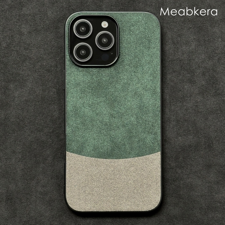 Two Tone ALCANTARA Suede Microfiber High End Premium 16, 16 Plus, 16 Pro, 16 Pro Max iPhone Case