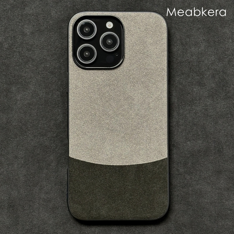 Two Tone ALCANTARA Suede Microfiber High End Premium 16, 16 Plus, 16 Pro, 16 Pro Max iPhone Case