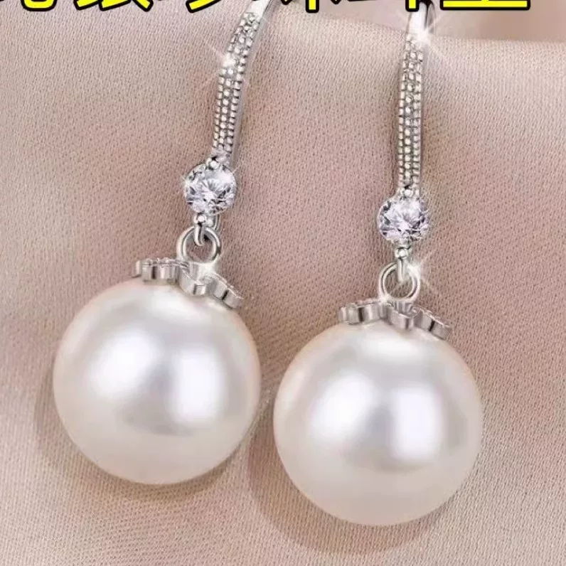Серебряные серьги из жемчуга, гипоаллергенные клипсы для ушей, образец 925 пробы, простой и элегантный дизайн
