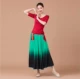 Зеленая длинная юбка, комплект, градиент
