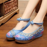 Этнические туфли на платформе, танцующая повседневная обувь, этнический стиль