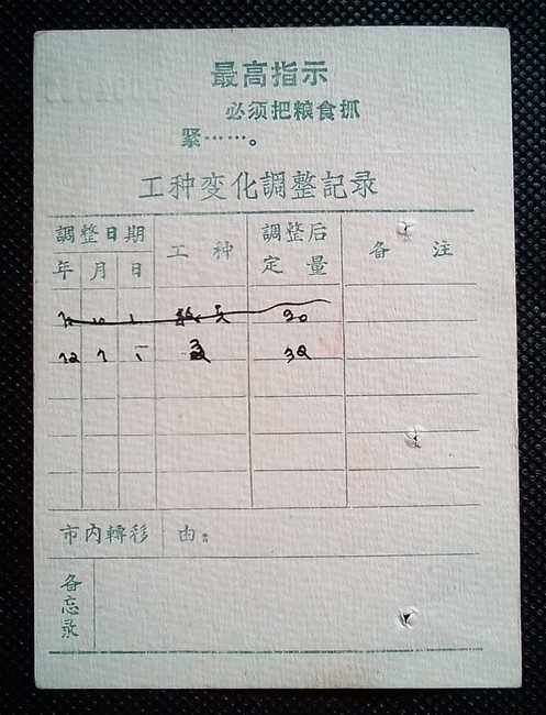 Red Collection Ticket 60-70s Job Type Change Adjustment Record Card One
