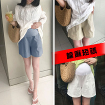 Pregnant women leggings short pants anti-light 2021 summer fashion tide mom cotton linen wear thin sports slacks
