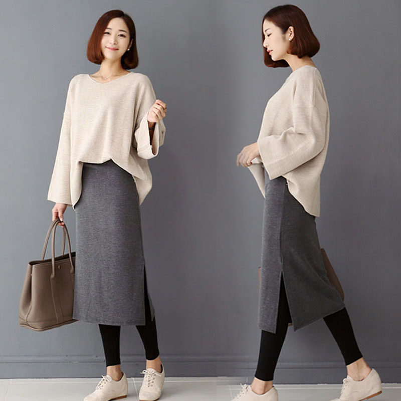 Autumn and winter pregnant woman skirt Autumn 2021 new fashion mother-in-law belly long version velvet thickened base bag hip skirt