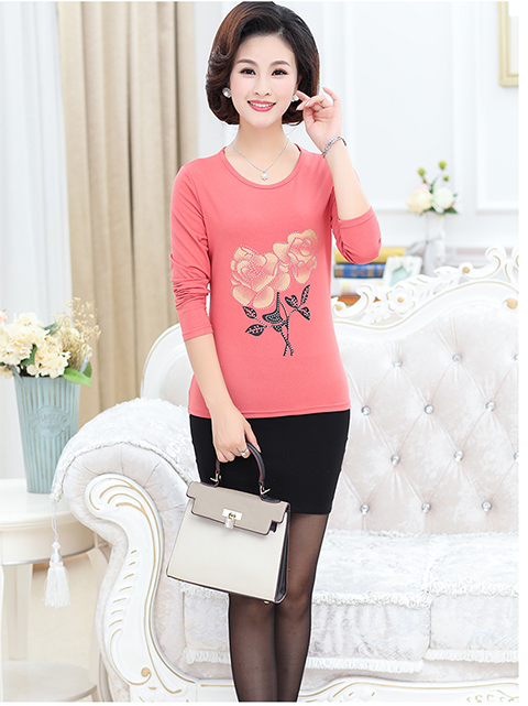 Áo sơ mi nữ trung niên xuân mới áo thun dài tay mẹ sơ mi trung niên 40-50 tuổi áo sơ mi ngắn tay hè mẫu áo sơ mi cho u60