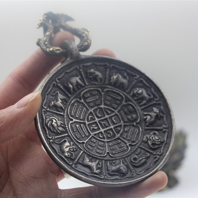 Nepal handmade copper zodiac pendant plaque home men and women nine palace bagua card Jokhang temple