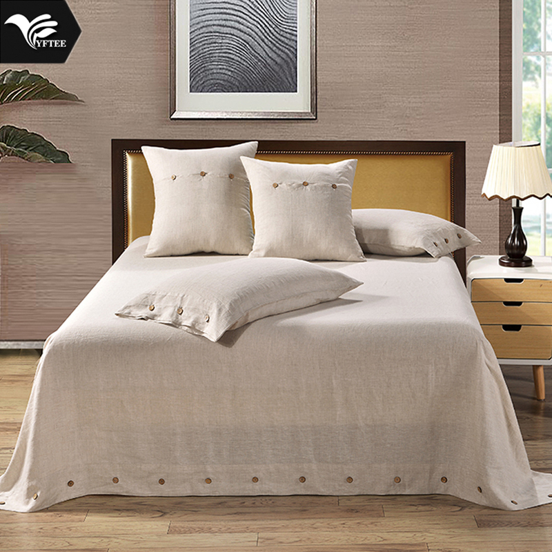 Foreign trade export to the United States original pure linen double thickened bed sheet single piece soft mat children three-piece set solid color