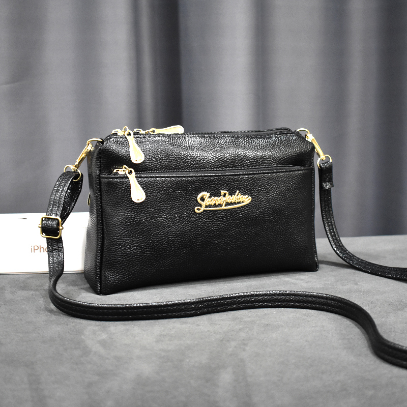 2022 new double zipper mother shoulder messenger bag buy vegetable bag Korean version of large capacity women's bag simple small bag