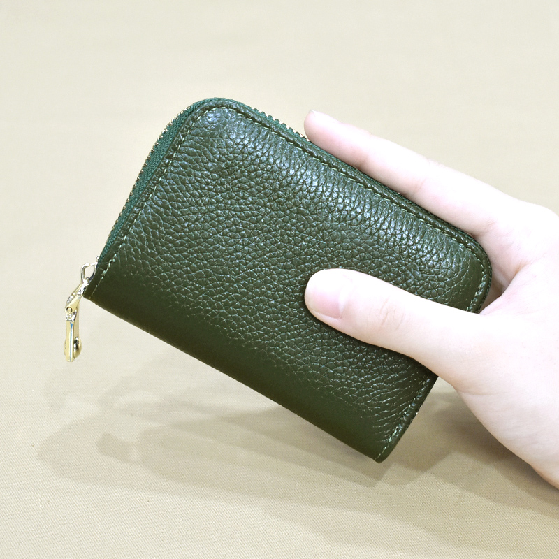 2022 new first layer leather organ card bag European and American fashion leather coin purse simple card clip business card bag