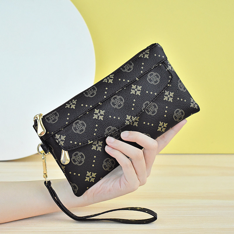新作ミニマリストレディースジッパー付き小型スクエアバッグ、多用途クラッチ、プリントウォレット、スマホバッグ、カジュアルジッパーバッグ