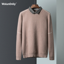 Wolunonlly2021 spring and autumn new fake two-piece suit business casual sweater men simple mens knitwear