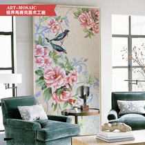 Simple modern flowers and birds crystal glass mosaic cut painting background wall tile parquet living room porch puzzle customization