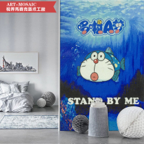 Personalized custom mosaic cut painting Doraemon cartoon characters Modern minimalist restaurant bathroom background wall painting