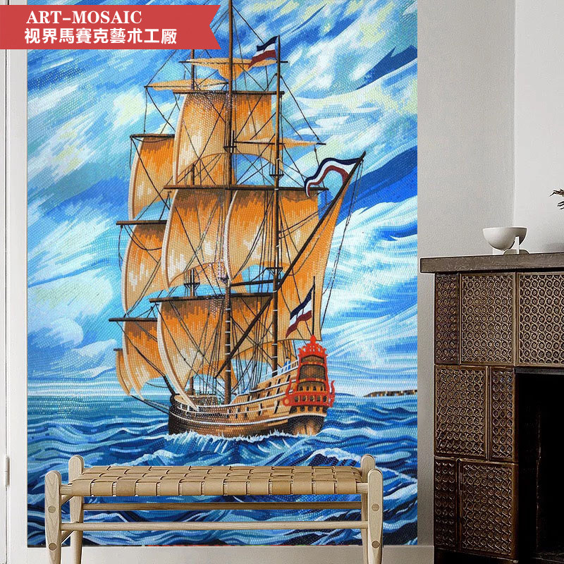 Personalized custom mosaic art clip art modern minimalist light luxury style porch dining room tiles smooth sailing