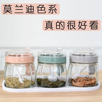 Kitchen supplies glass seasoning jar salt jar condiment box seasoning box household leak-proof oil pot soy sauce bottle vinaigrette bottle set