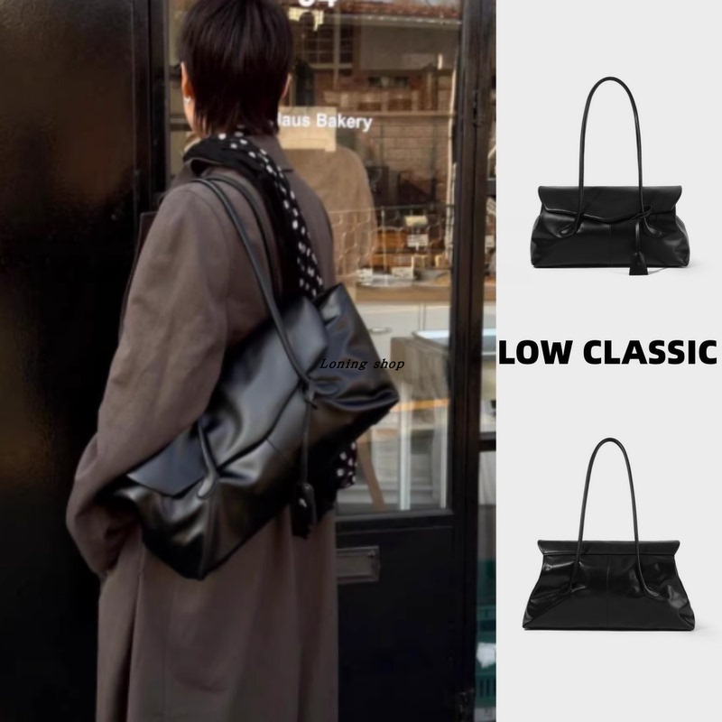 Korean Genuine Low Classic New Leather Black Flap Tote Bag Lc Versatile Shoulder Handbag for Women