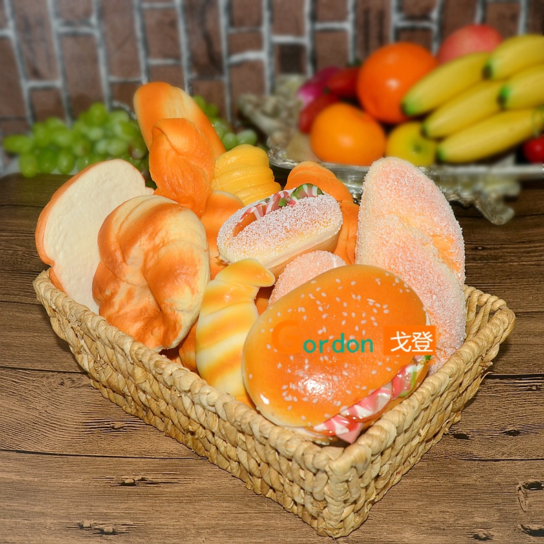 Mô phỏng mô hình thực phẩm bánh hamburger bánh mì nướng bánh mì mẫu giáo chơi nhà đồ chơi mô hình cửa sổ trang trí phòng đạo cụ