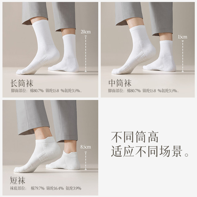 Socks Men's Summer Mid-Tube Socks 2024 New Popular White Towel Bottom Basketball Sports Socks Spring and Autumn Men's Long Socks