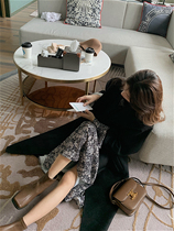 Fan Squad Able version 880g wool slimming black bathrobe style wool coat